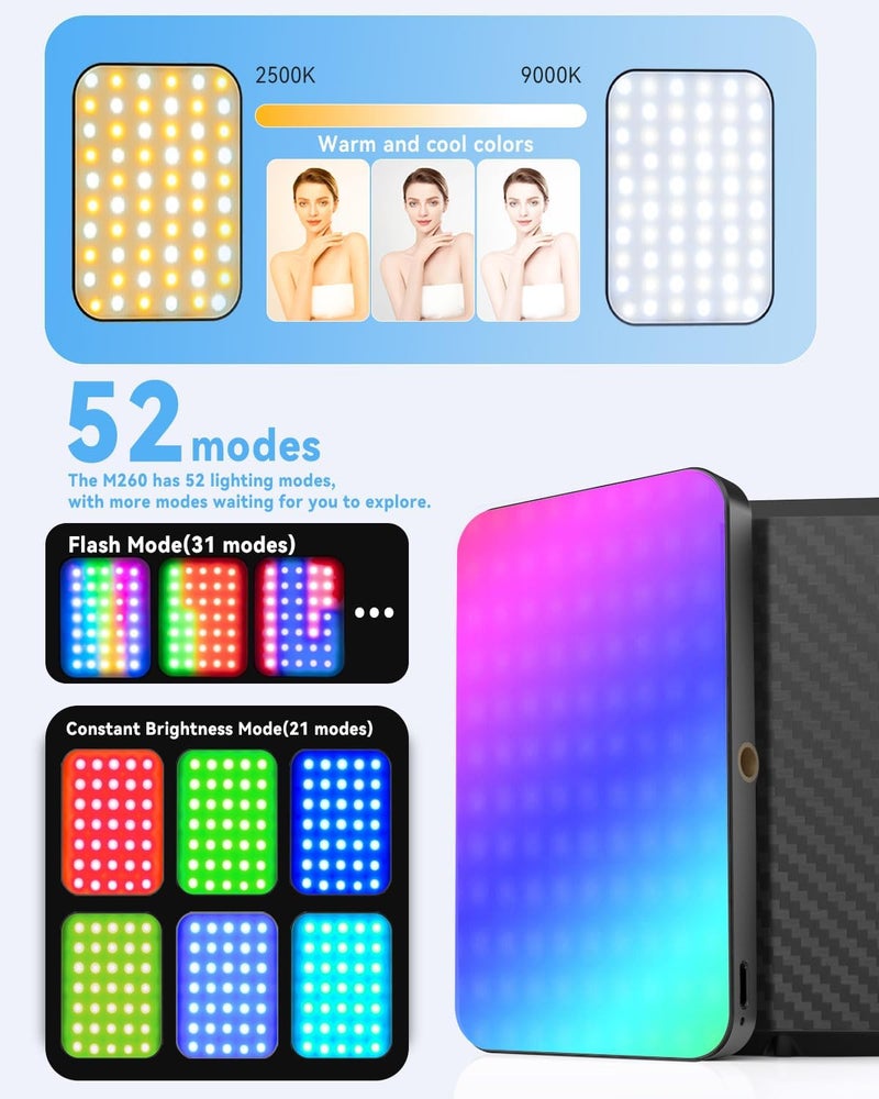 DUIDESHI 5000 mAh Portable Selfie Light for iPhone: RGB Rechargeable Phone Fill Lights, Ring Light for Camera Picture, Makeup Photo, Video Conferences, Laptop Use, Zoom Meetings, TikTok, Vlog Photography - Image 5